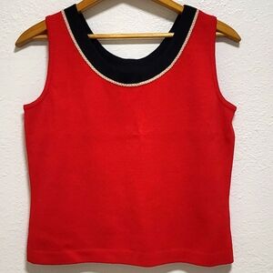 St. John Red and Black Tank Top with Gold Trim Sz Small